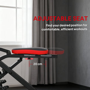 Foldable squat machine for full-body workout with adjustable seat