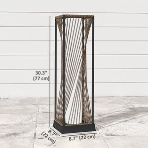 Solar rattan floor lamp, automatic LED lighting (on/off), brown color.