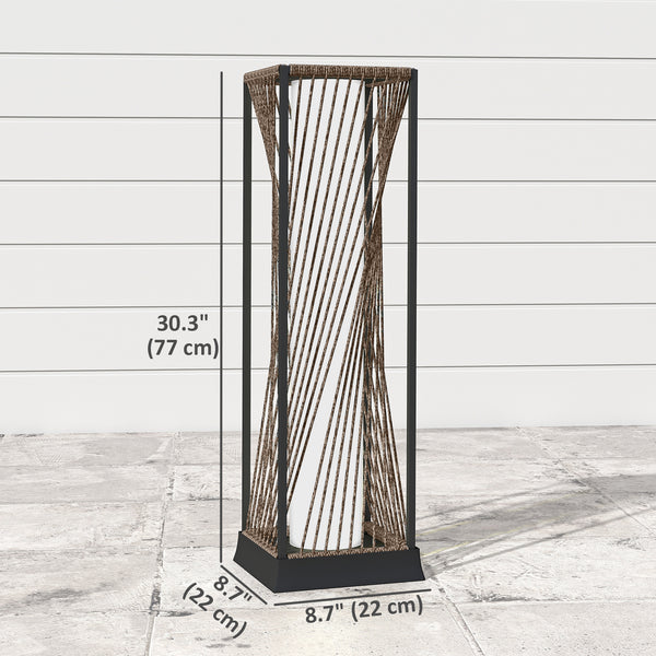 Solar rattan floor lamp, automatic LED lighting (on/off), brown color.
