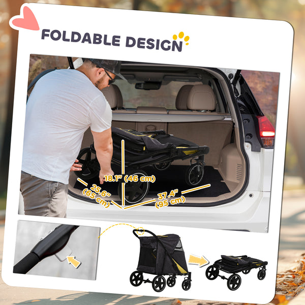 Foldable dog stroller for large and medium dogs, dark gray