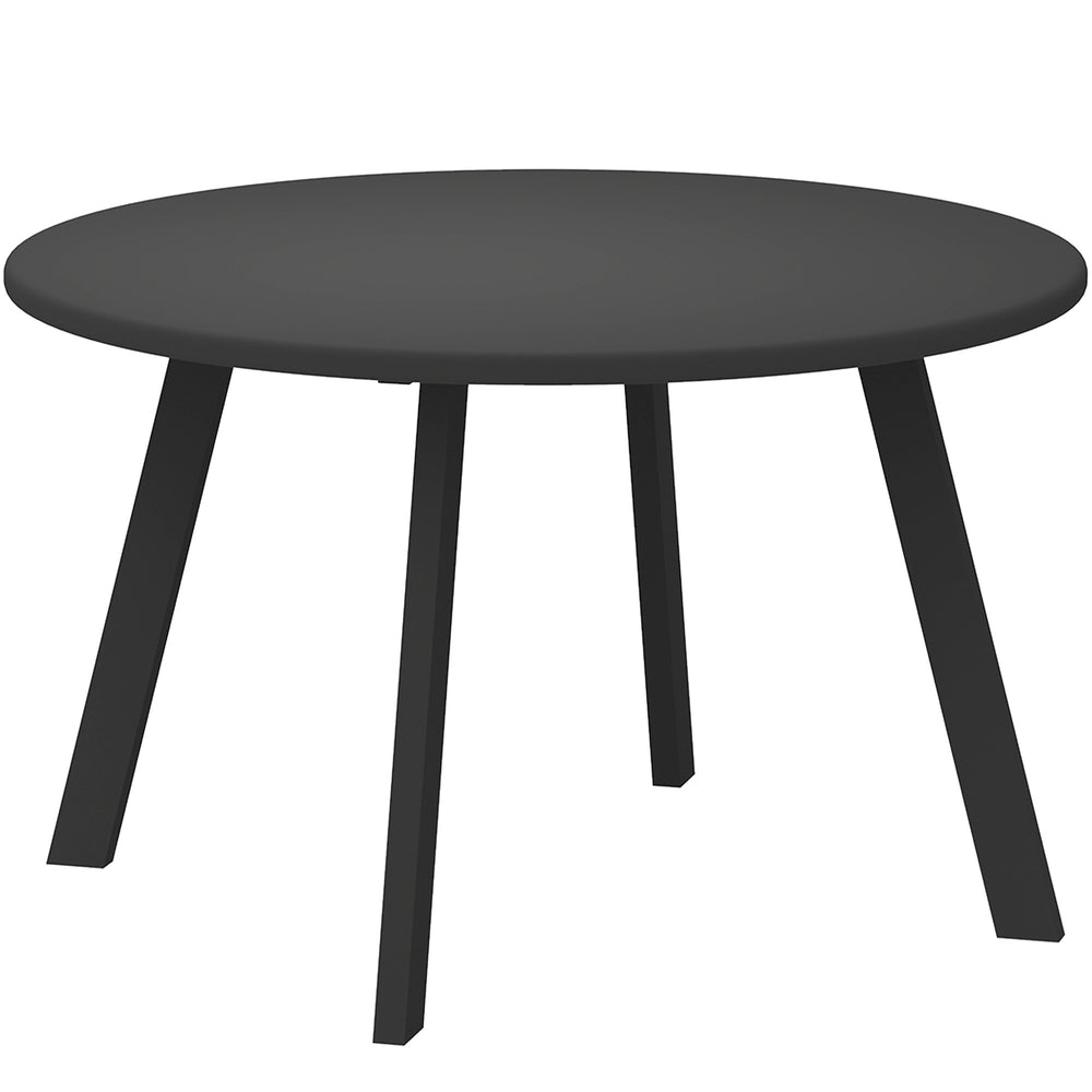 Round Outdoor Side Table with Metal Frame and Non-Slip Feet, Black