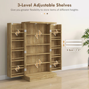 Rattan Storage Cabinet with 5-Tier Shelf and 12 Spice Racks