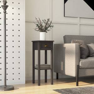 2-Tier Side Table with Drawer and Shelf, Coffee