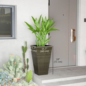 Set of 3 tall planters, bronze