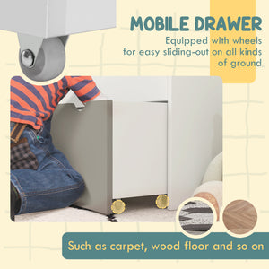 Children's bookcase with 3 shelves and drawers, gray