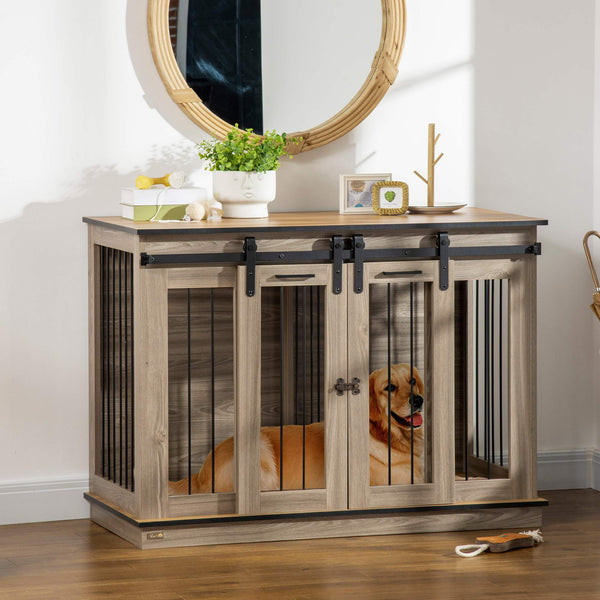 Cage cabinet with divider panel, oak