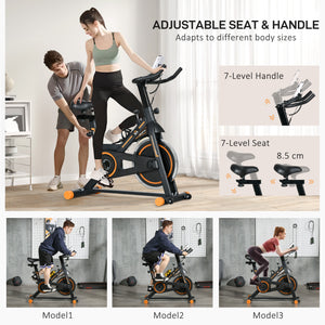 Cardio Exercise Bike with LCD Display and Adjustable Resistance, Orange