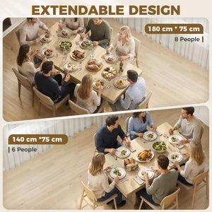 Expandable dining table 55 to 71 in. with storage, natural wood look