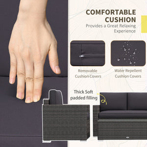 Outdoor furniture set with table, wicker furniture, loveseat and 2 chairs, gray