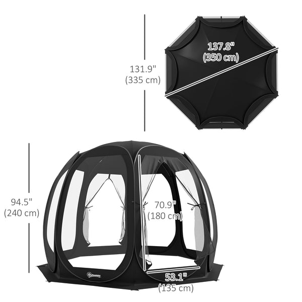 Foldable mosquito net tent with carry bag and 2 doors, black