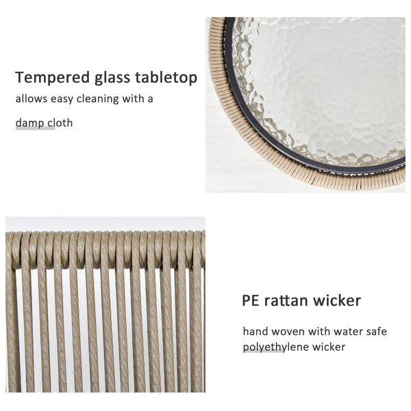 3-piece garden furniture set in woven resin, grey