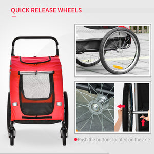 2-in-1 Dog Bike Trailer for Small and Medium Dogs, Red