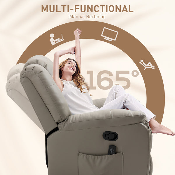 8-Point Vibration Massage Recliner Chair, Grey