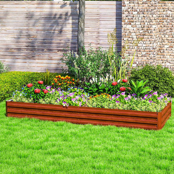 Galvanized raised planter, brown
