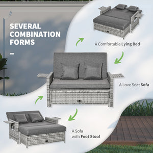 Garden set convertible into a bed, grey