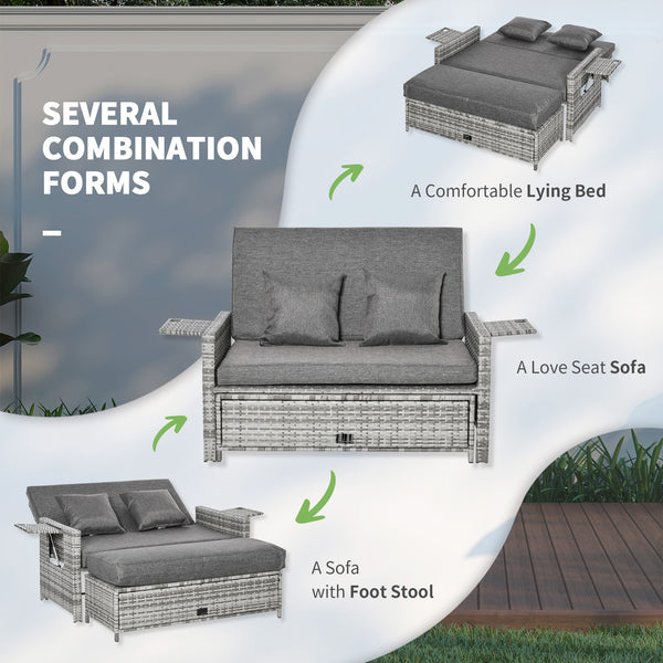 Garden set convertible into a bed, grey