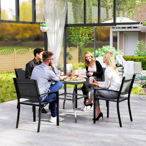 Square garden table with parasol hole, dark grey