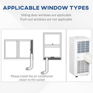 Climatiseur portable 10 000 BTU avec mode ventilateur et déshumidificateur, silencieux, avec télécommande et minuterie 24 h, blanc.