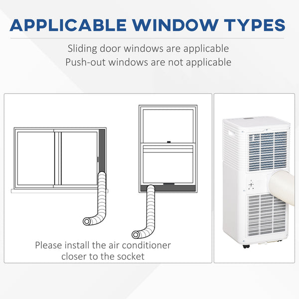 Climatiseur portable 10 000 BTU avec mode ventilateur et déshumidificateur, silencieux, avec télécommande et minuterie 24 h, blanc.