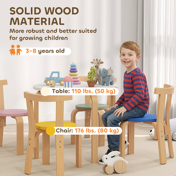 Wooden table and chairs set, multi-colored
