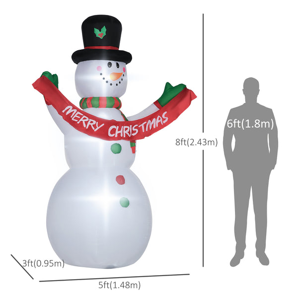 2.4 meter inflatable snowman with LED light banner