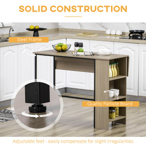 Extendable bar table with adjustable storage shelf, light grey