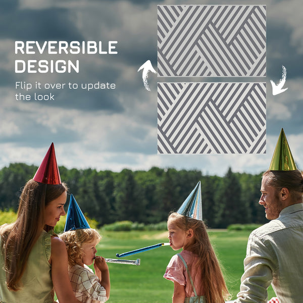 Reversible Outdoor Patio Rug, 6' x 9' Plastic Mat for Garden, Patio, Beach, Camping, Gray and Cream