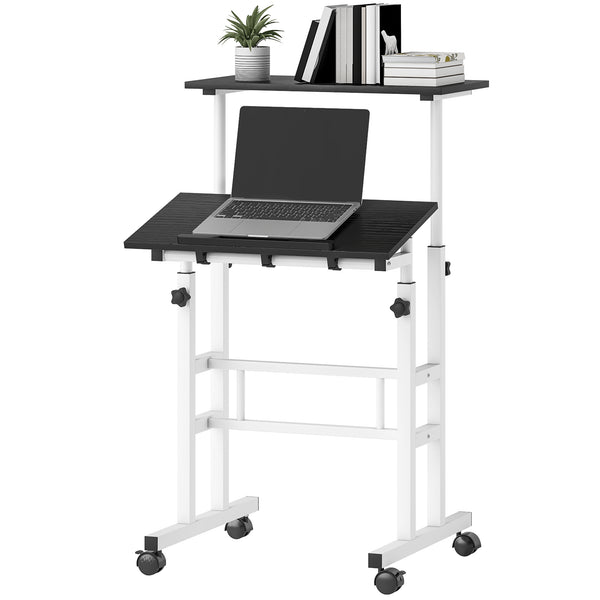 Sit-stand desk with casters, black
