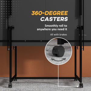 Full-size ping pong table with net, paddles, balls and wheels, blue