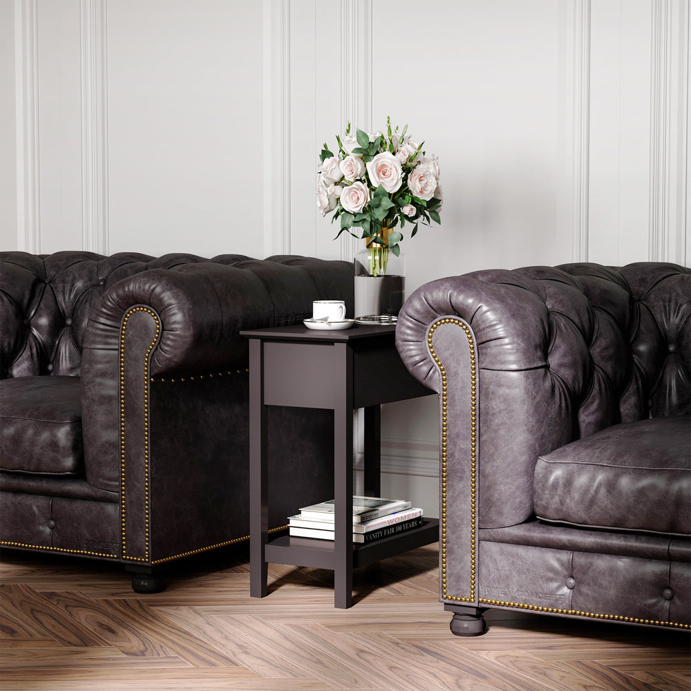 Side table with folding top, dark coffee