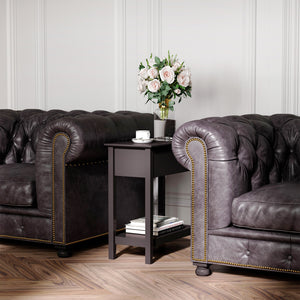 Side table with folding top, dark coffee