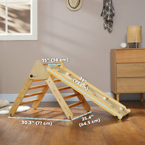 3-in-1 Climbing Set with Ramp for Toddlers in Natural Wood