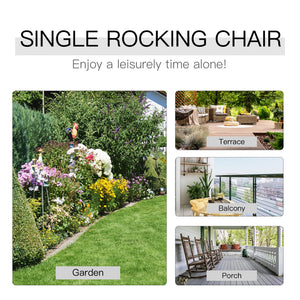 Wooden White Porch Rocking Chair Patio Rocking Single Leisure Reclining Seat Armchair