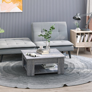 Modern coffee table with storage shelf, gray