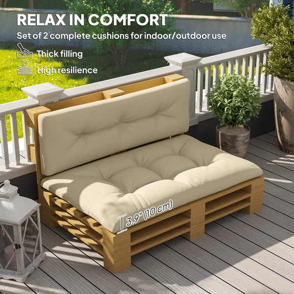 2-Piece Replacement Pallet Cushion Set, 3.9" Thick, Beige