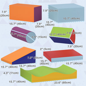 Set of 7 modular soft foam climbing blocks for children