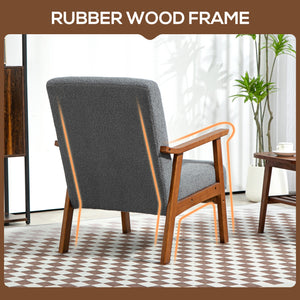 Living room armchair with wide seat and thick padding, gray