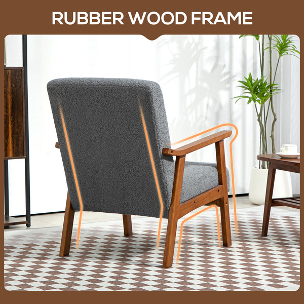 Living room armchair with wide seat and thick padding, gray