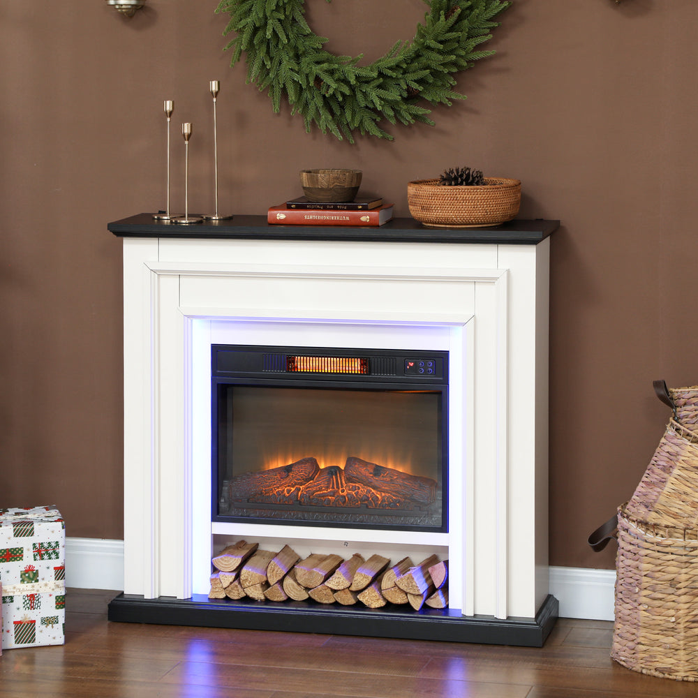 41 inch Electric Fireplace with Mantel, 1400W with 3D Flame Effect