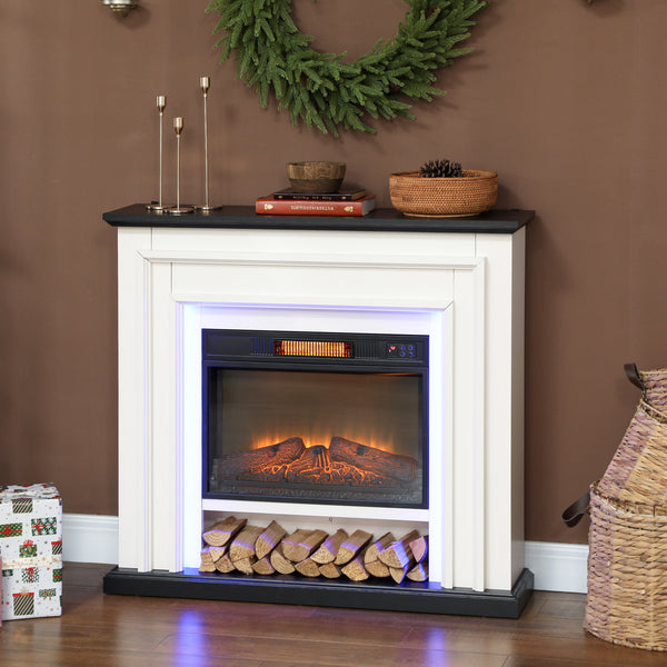 41 inch Electric Fireplace with Mantel, 1400W with 3D Flame Effect