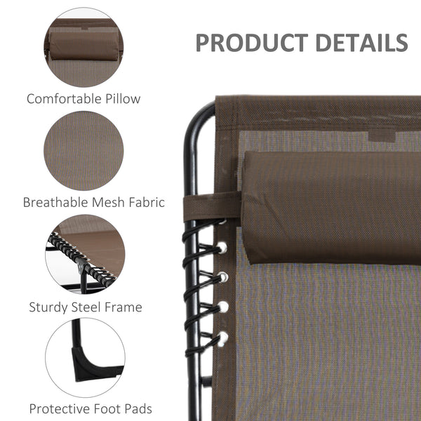Folding chaise lounge with adjustable backrest and removable cushion, brown