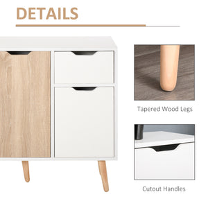 Scandinavian buffet with drawer, white and natural wood