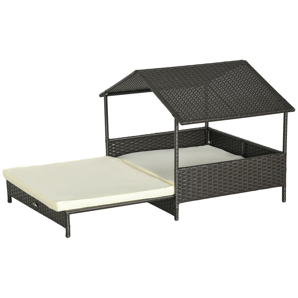 Extendable outdoor wicker niche with soft cushion and washable cover