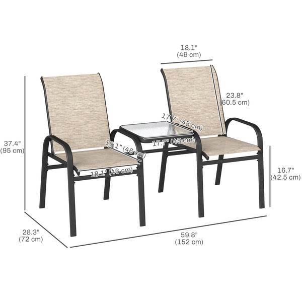 Bistro set with glass table