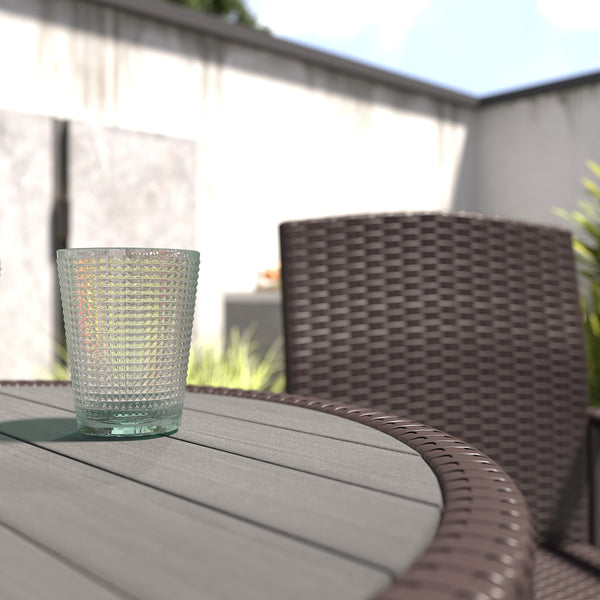 3 Piece Patio Bar Set, Rattan Bistro Table and Chairs, Dark Brown