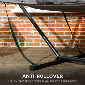 Outsunny 2 Person Hammock, Quilted Double Hammock with Stand, Pillow and Spreader Bars, for Outdoor Camping, Beach, Dark Grey 