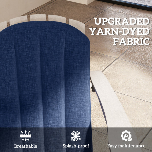 Set of 2 High Back Adirondack Chair Cushions with Ties, High Density Foam, Navy Blue