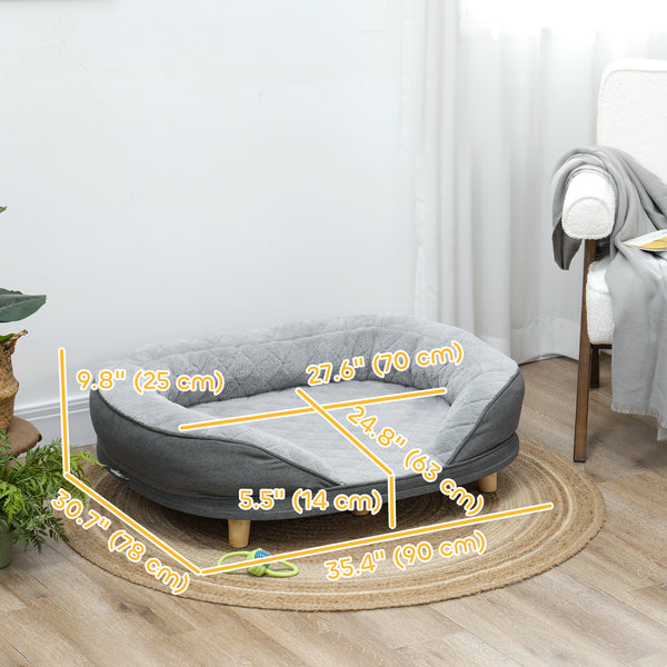 Dog bed for large dogs with removable cushion, washable cover and non-slip feet, grey