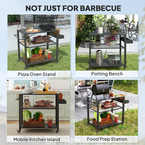 3-tier garden trolley with storage rack