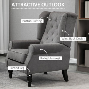 Upholstered fabric accent chair with wooden legs, anthracite grey